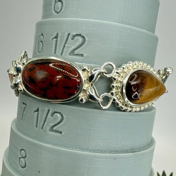 Whitney Kelly Sterling Silver Multi-Stone Beaded Frame Toggle Bracelet 7.5” - Picture 14 of 17
